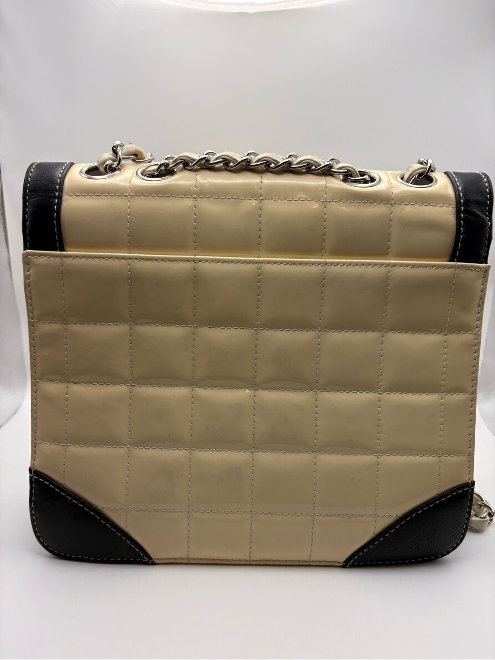 Authentic Chanel East West Chocolate Bar Flap Leather Handbag - Picture 4 of 14